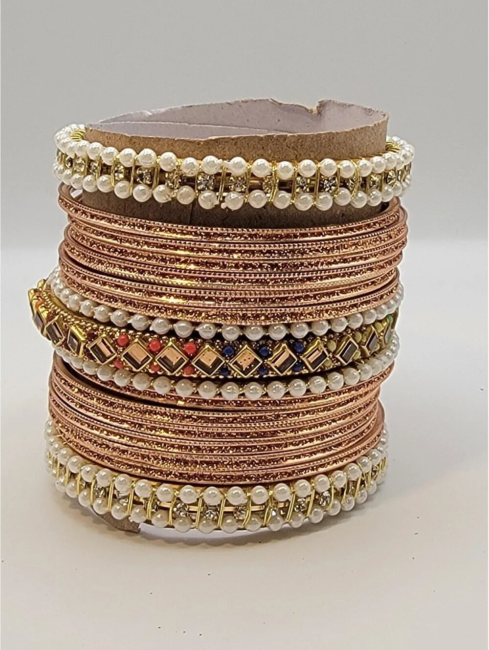 Indian Bridal Bangle Set Traditional Indian Wedding Jewelry Set Gold Tone Sz 2.6